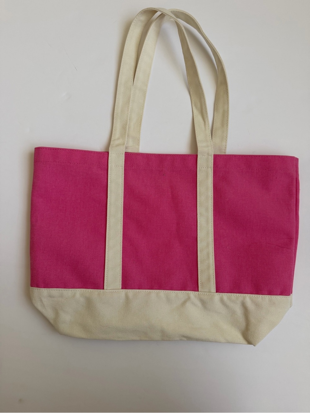 Lancôme Paris Canvas Tote Bag Pink Cream Brand Logo Large Everyday Shopper - Picture 2 of 5